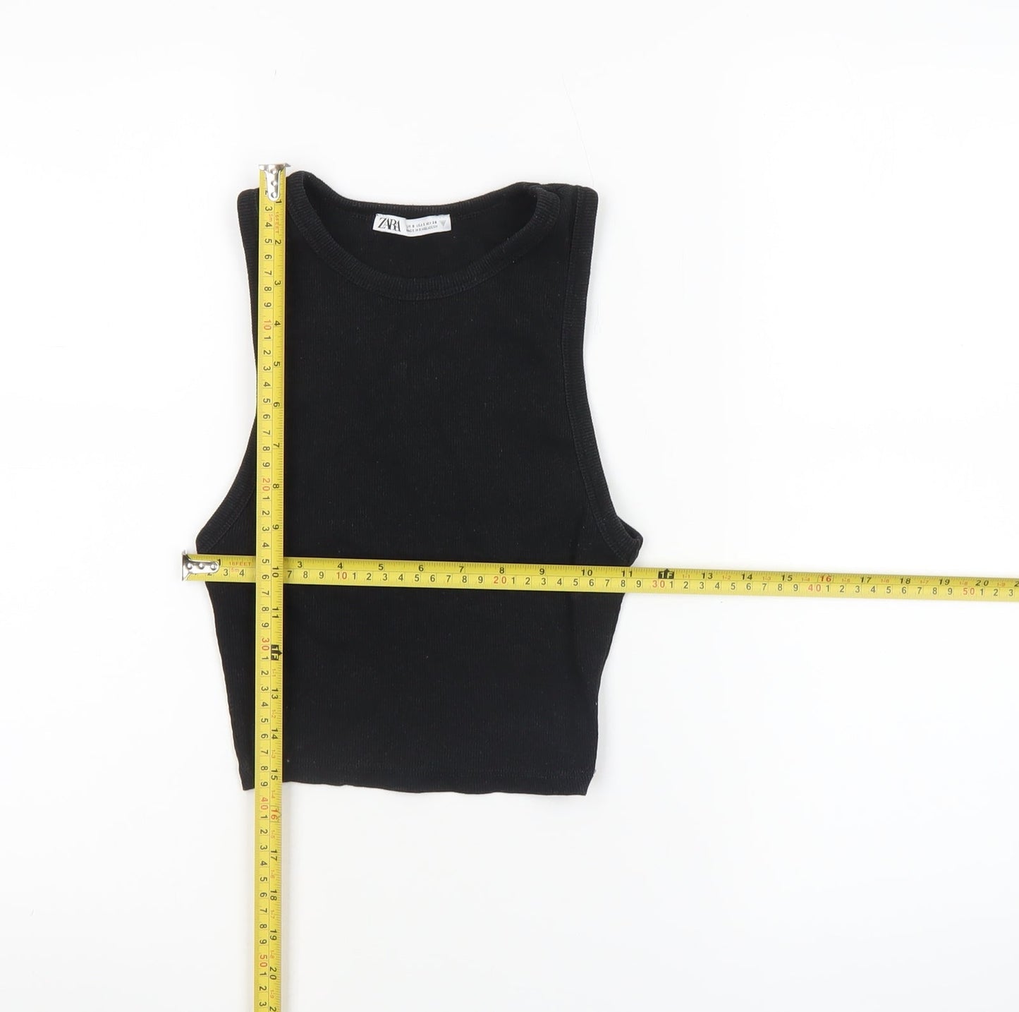 Womens UK Size S Zara Black Cropped Tank