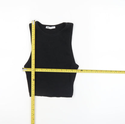 Womens UK Size S Zara Black Cropped Tank