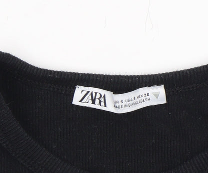 Womens UK Size S Zara Black Cropped Tank