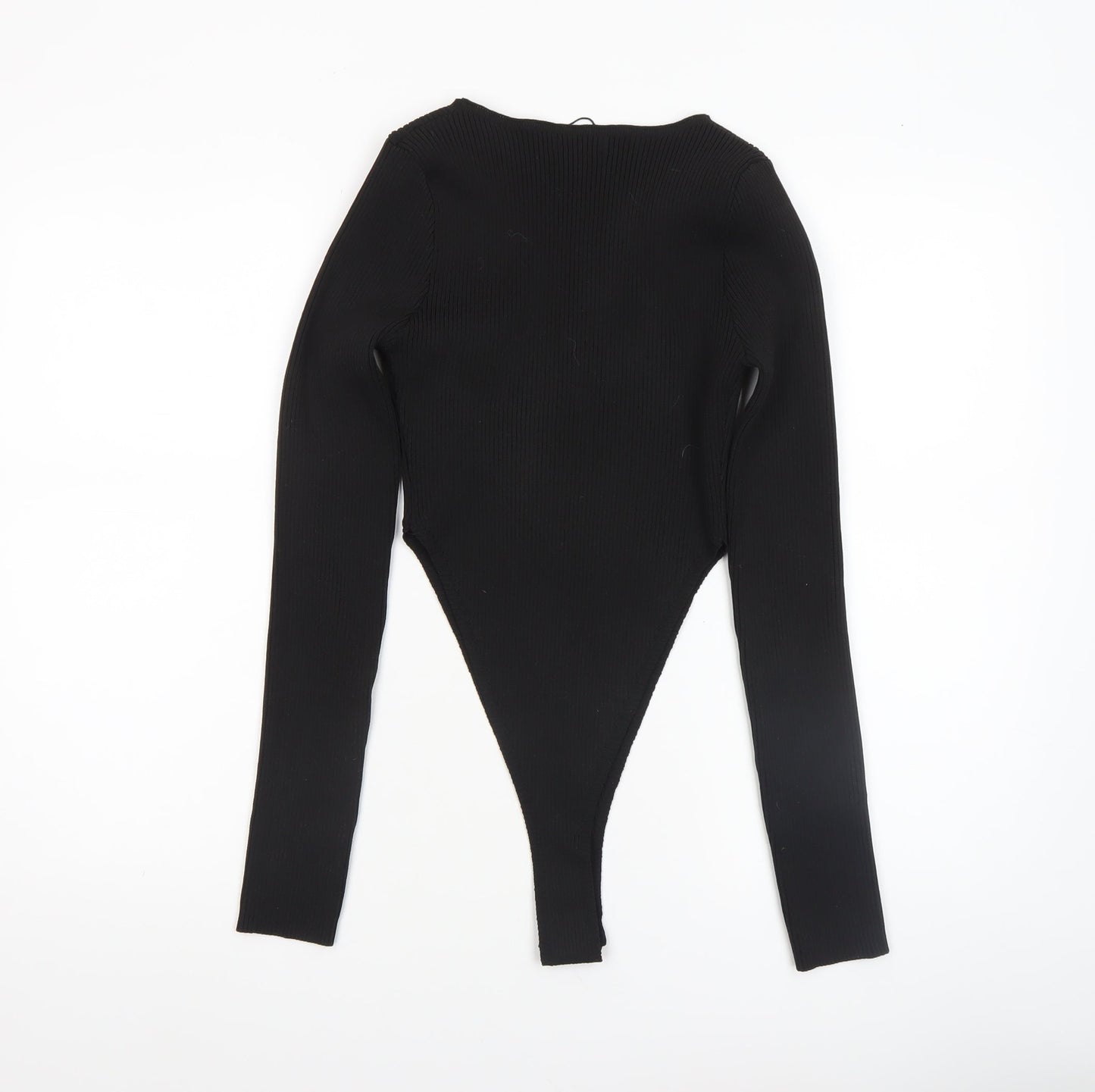 Womens UK Size M PRETTYLITTLETHING One-Piece Black Bodysuit