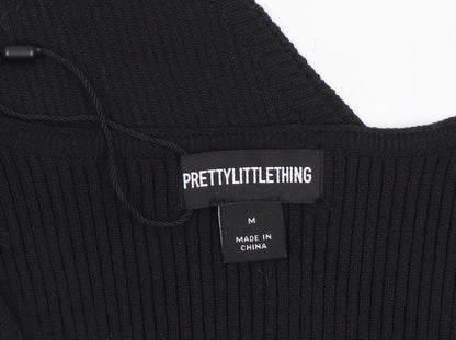 Womens UK Size M PRETTYLITTLETHING One-Piece Black Bodysuit