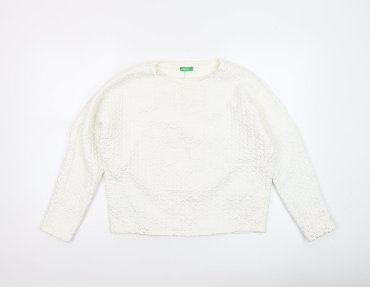 Womens UK Size XS United Colors of Benetton White Pullover Sweatshirt