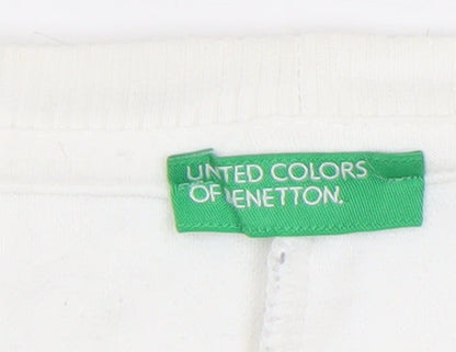 Womens UK Size XS United Colors of Benetton White Pullover Sweatshirt