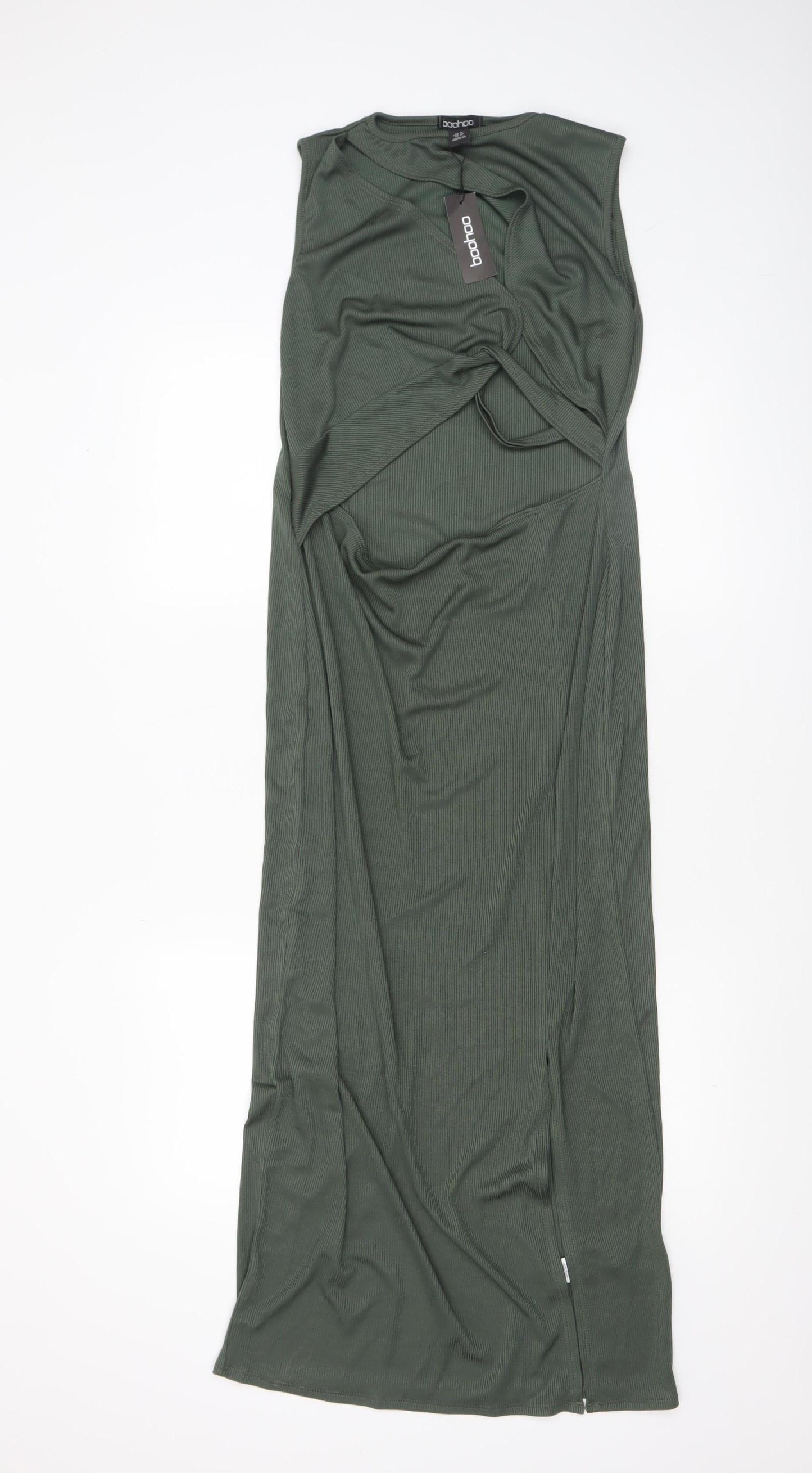 Boohoo Women Green Size 16 Sleeveless Bodycon Midi Dress