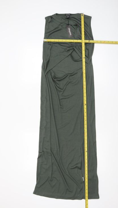 Boohoo Women Green Size 16 Sleeveless Bodycon Midi Dress