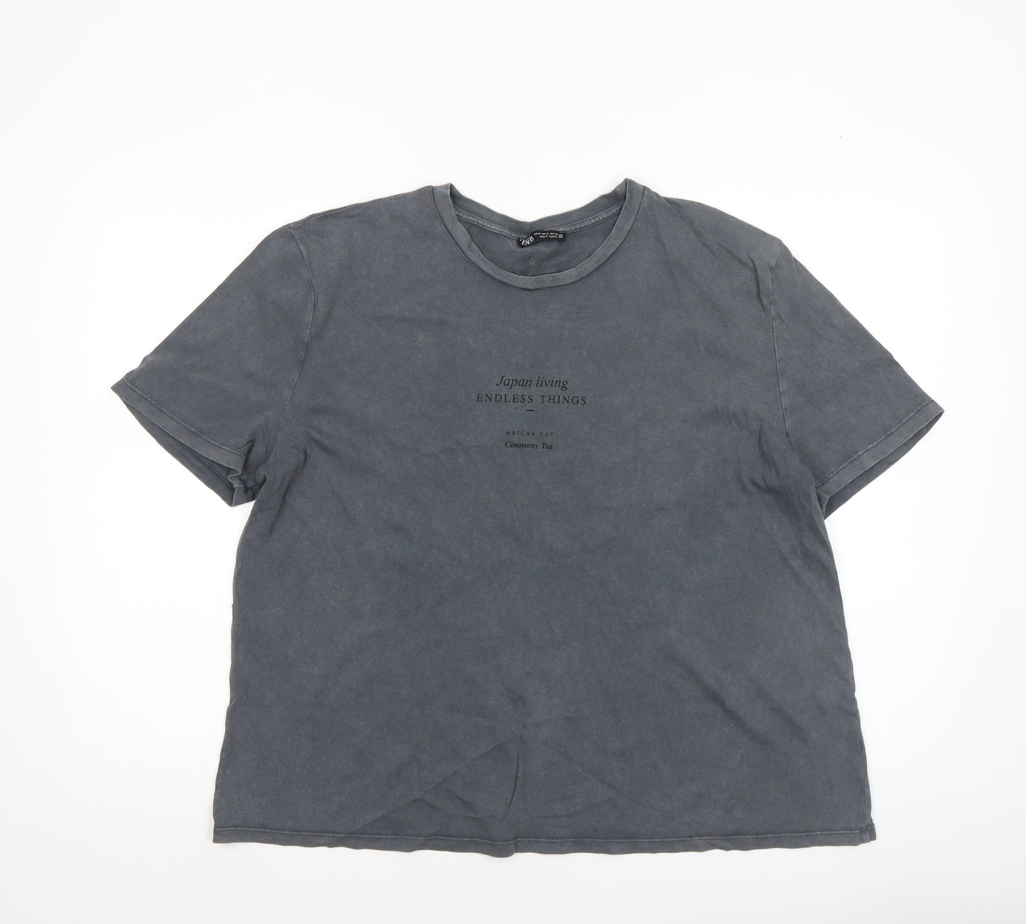 Womens UK Size 12 Zara Grey Basic T-Shirt