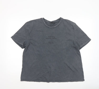 Womens UK Size 12 Zara Grey Basic T-Shirt