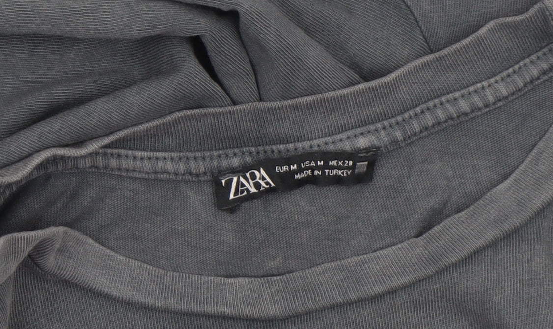 Womens UK Size 12 Zara Grey Basic T-Shirt