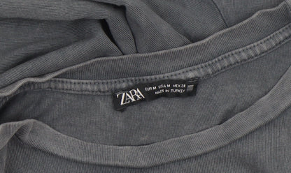 Womens UK Size 12 Zara Grey Basic T-Shirt
