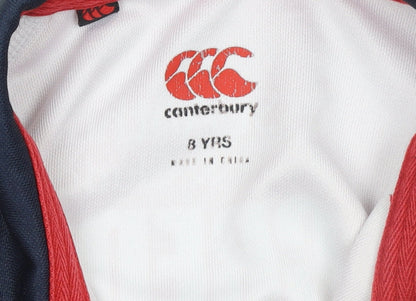 Canterbury Boys Red Rugby Polo Shirt 8 Years Jigsaw Design