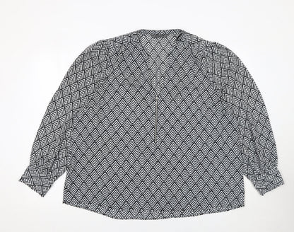 Dunnes Women’s Black Ivory Geometric Long Sleeve Blouse XL