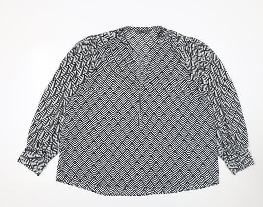 Dunnes Women’s Black Ivory Geometric Long Sleeve Blouse XL