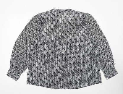 Dunnes Women’s Black Ivory Geometric Long Sleeve Blouse XL