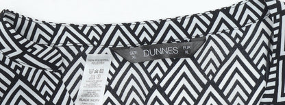 Dunnes Women’s Black Ivory Geometric Long Sleeve Blouse XL