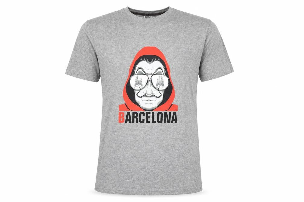 Front view of Originals by FM Men’s Grey Barcelona Graphic Print T-Shirt M Regular Fit