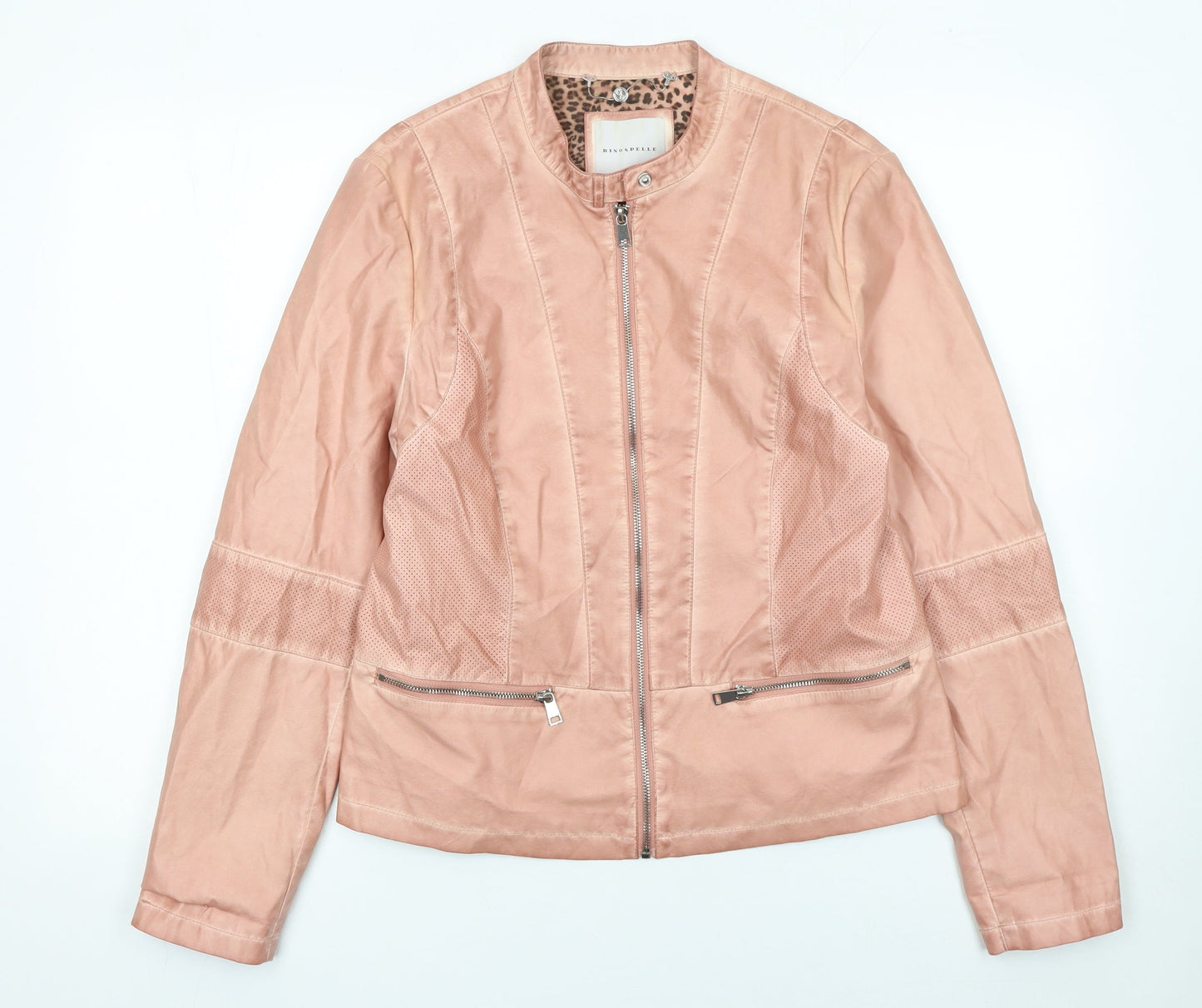 Womens UK Size 14 Rino & Pelle Pink Biker Coat