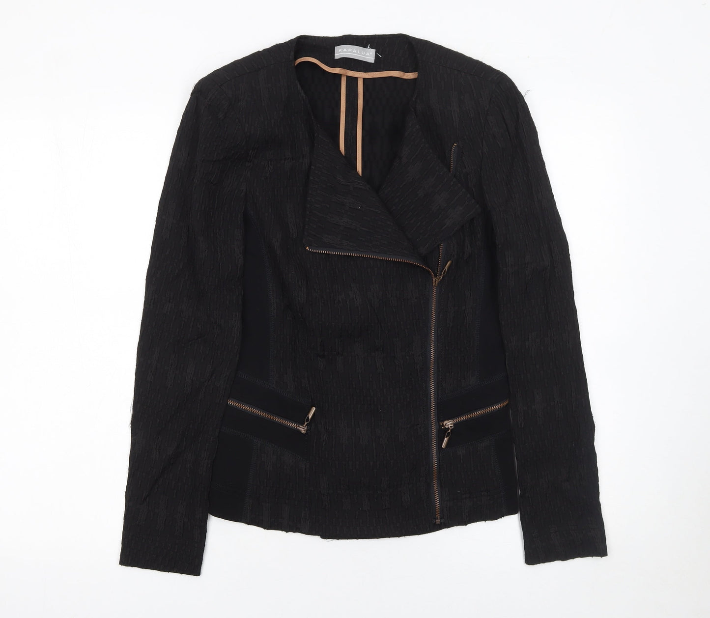Womens UK Size 10 Kapalua Black Biker Coat