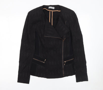 Womens UK Size 10 Kapalua Black Biker Coat
