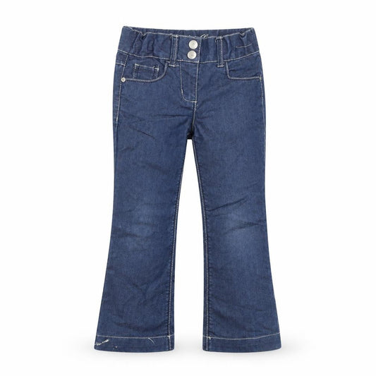 Front view of Denim Co girls’ blue bootcut jeans 5 years cotton blend embroidered pockets