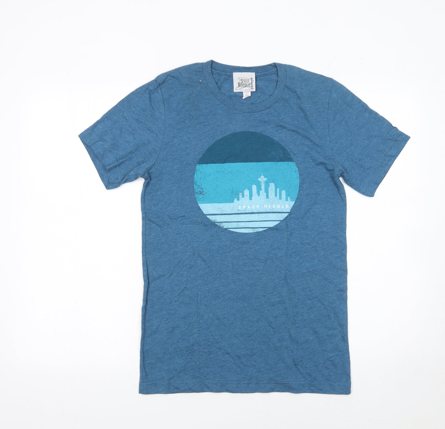 Mens UK Size S Space Needle Blue  T-Shirt