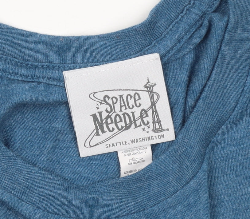 Mens UK Size S Space Needle Blue  T-Shirt