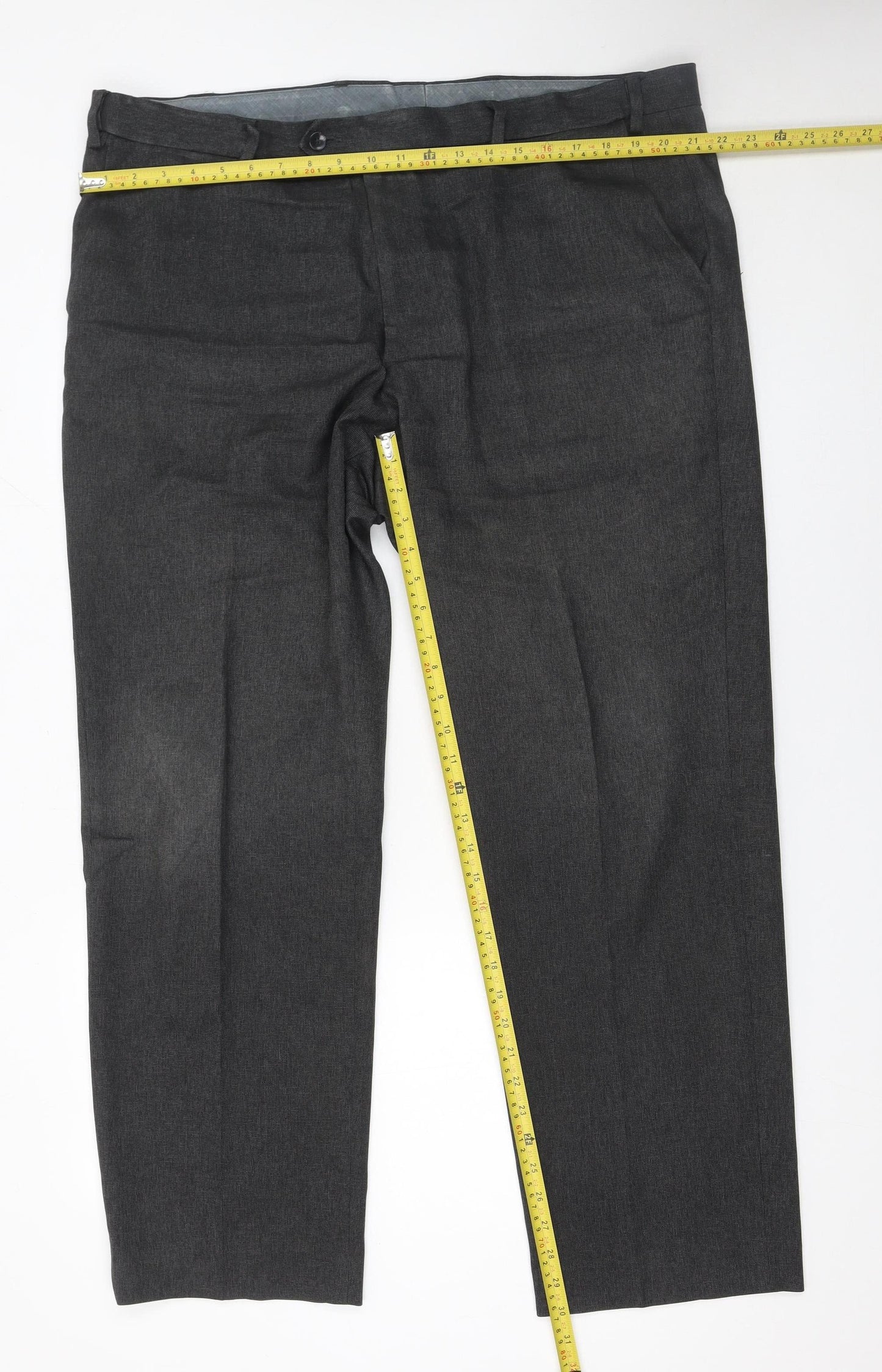 Mens UK Size XL Marks and Spencer Regular Fit Dress Pants Grey Trousers