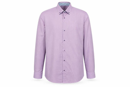 6th Sense Men's Purple Check Egyptian Cotton Long Sleeve Button-Up Shirt 2XL
