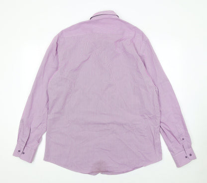 6th Sense Men's Purple Check Egyptian Cotton Long Sleeve Button-Up Shirt 2XL