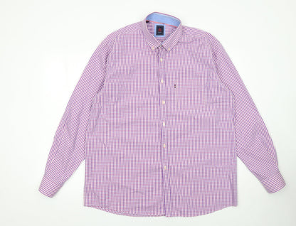 André Jeanswear Men’s Purple Check Cotton Button-Up Shirt Size L