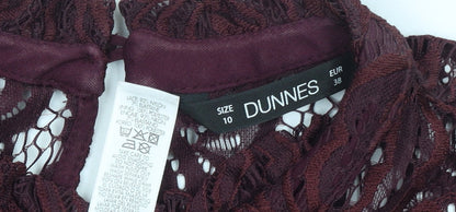 Womens UK Size 10 Dunnes Brown Lace Blouse
