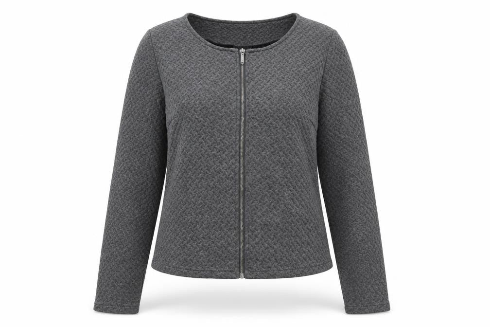 VILA Women Grey Knit Zip Basic Jacket Size S