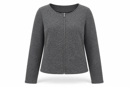 VILA Women Grey Knit Zip Basic Jacket Size S
