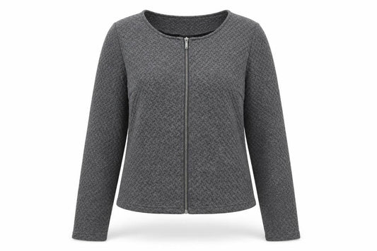 VILA Women Grey Knit Zip Basic Jacket Size S