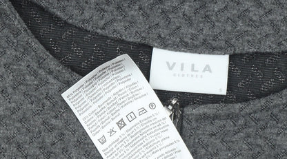 Vila Women Grey Knit Zip Basic Jacket Size S