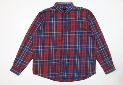 James Pringle Men’s Red Plaid Button-Down Long Sleeve Shirt XL