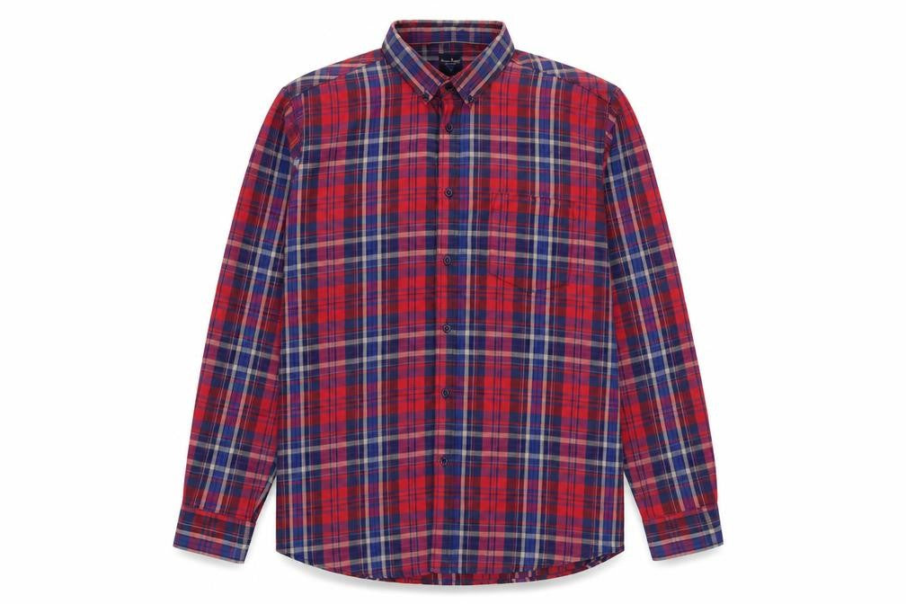 James Pringle Men’s Red Plaid Button-Down Long Sleeve Shirt XL