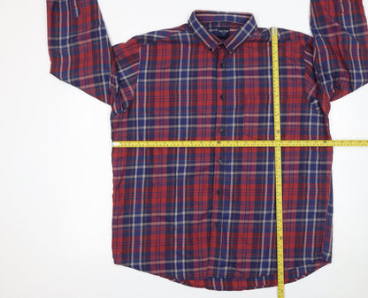 James Pringle Men’s Red Plaid Button-Down Long Sleeve Shirt XL