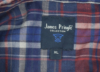 James Pringle Men’s Red Plaid Button-Down Long Sleeve Shirt XL