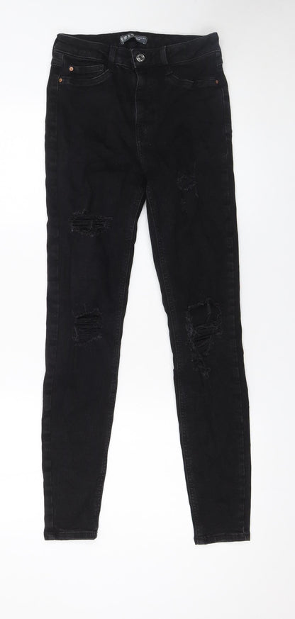 Womens UK Size 10 Bershka Slim Fit Skinny Black Jeans