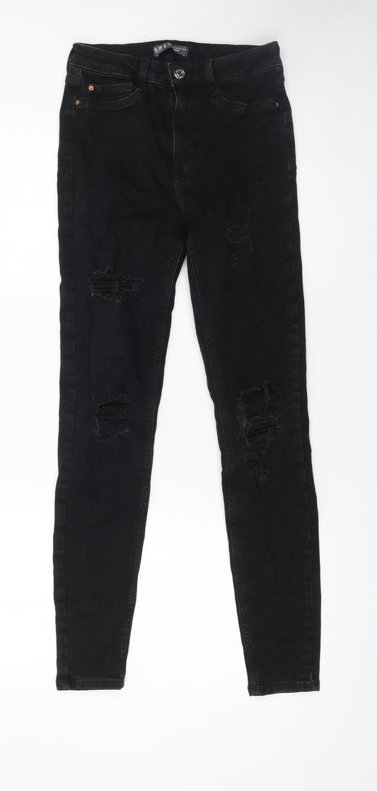 Womens UK Size 10 Bershka Slim Fit Skinny Black Jeans