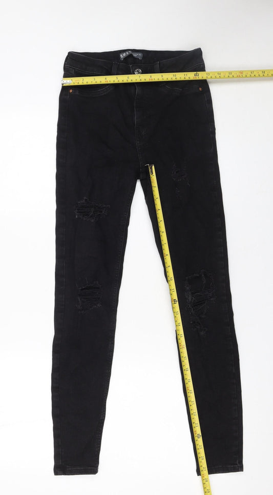 Womens UK Size 10 Bershka Slim Fit Skinny Black Jeans