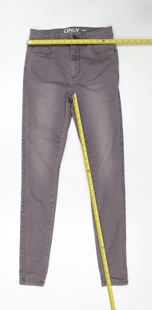 ONLY Women Grey Skinny Jeans M/32 Cotton Blend Stretch Denim