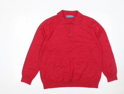 Womens UK Size 14 Castle of Ireland Red Henley Jumper