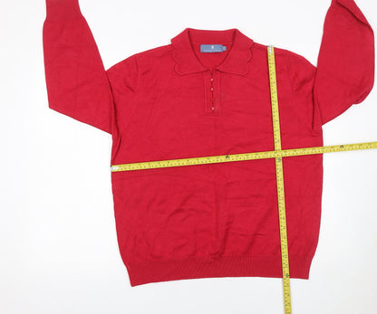 Womens UK Size 14 Castle of Ireland Red Henley Jumper