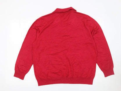 Womens UK Size 14 Castle of Ireland Red Henley Jumper