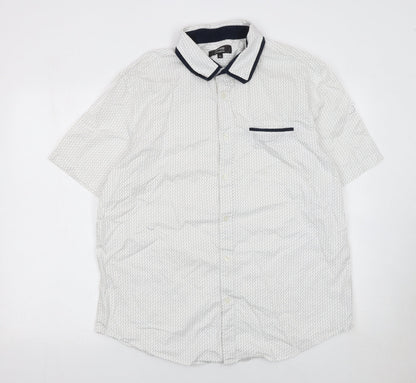 Dunnes Stores Men's White Short Sleeve Regular Fit Cotton Shirt XL