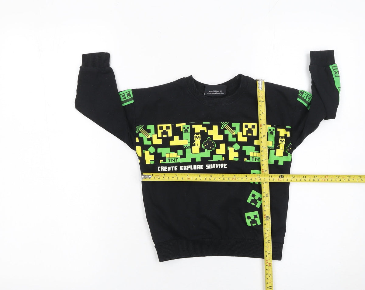 Minecraft Boys Black 3-4 Years Pullover Sweatshirt with Graphic Print