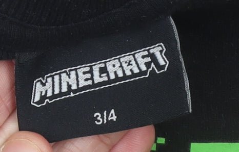 Minecraft Boys Black 3-4 Years Pullover Sweatshirt with Graphic Print