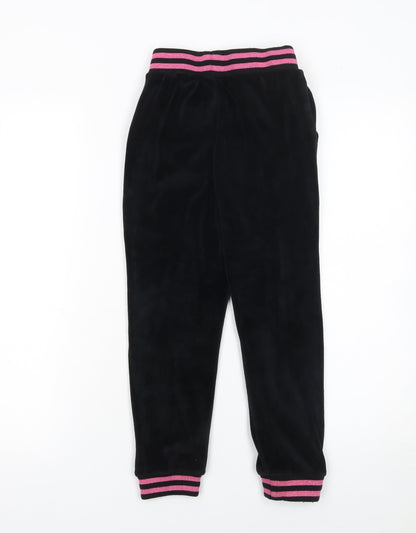 Girls UK Size 8-9 Years Pineapple Regular Fit Jogger Black Trousers