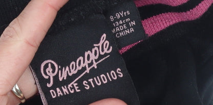 Girls UK Size 8-9 Years Pineapple Regular Fit Jogger Black Trousers